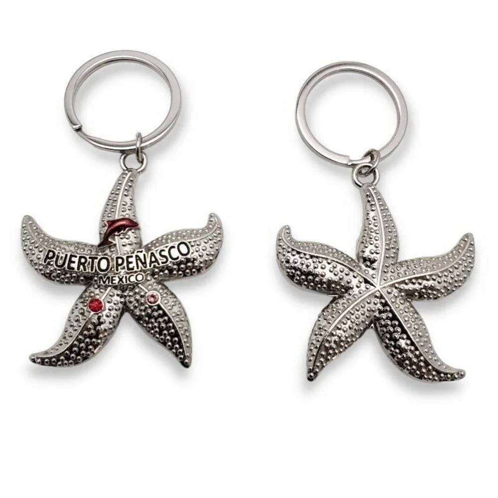 Puerto Penasco Mexico Keychain Key Ring Travel Tourist Souvenir Dolphin Starfish